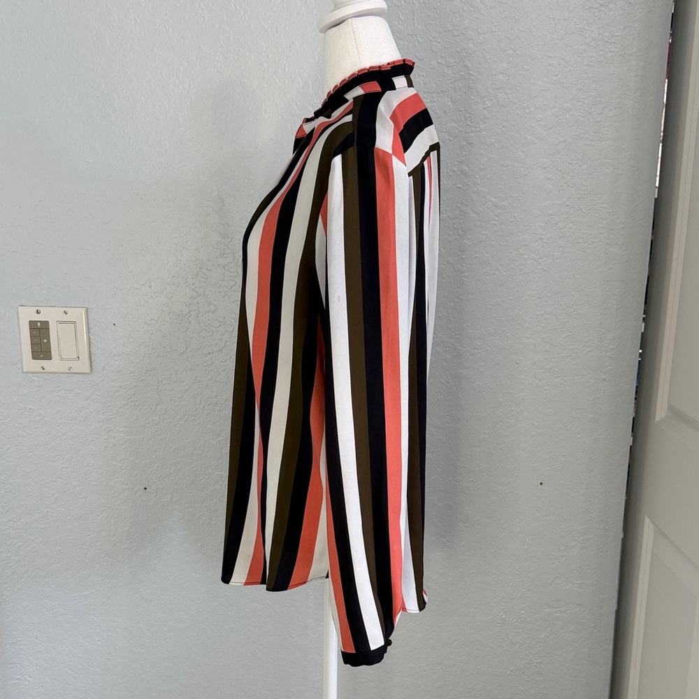 Ann Taylor Coral and Navy Striped Top - Picture 3 of 8